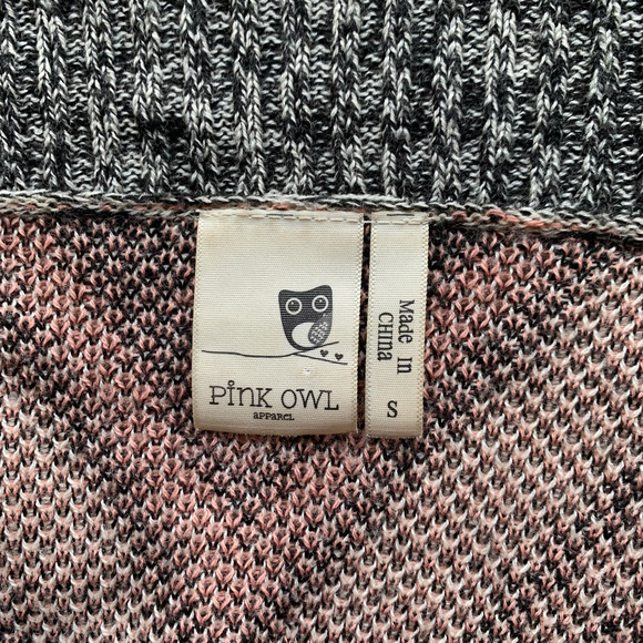 PINK OWL Open Front Cardigan Tribal Drape SouthWestern Aztec Sweater Medium Gray - Picture 9 of 10